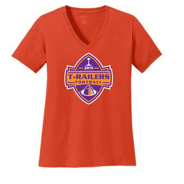 orange  Ladies 5.4-oz 100% Cotton V-Neck T-Shirt
