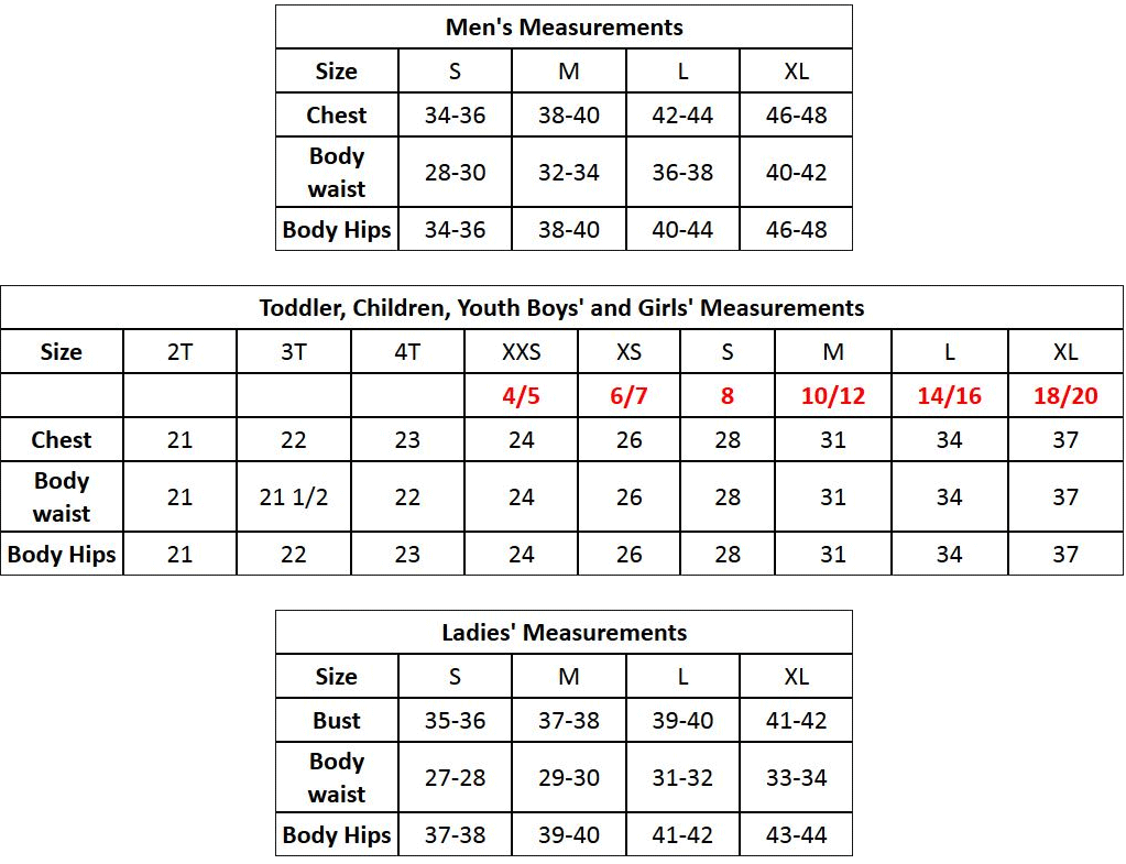 us size chart t shirt