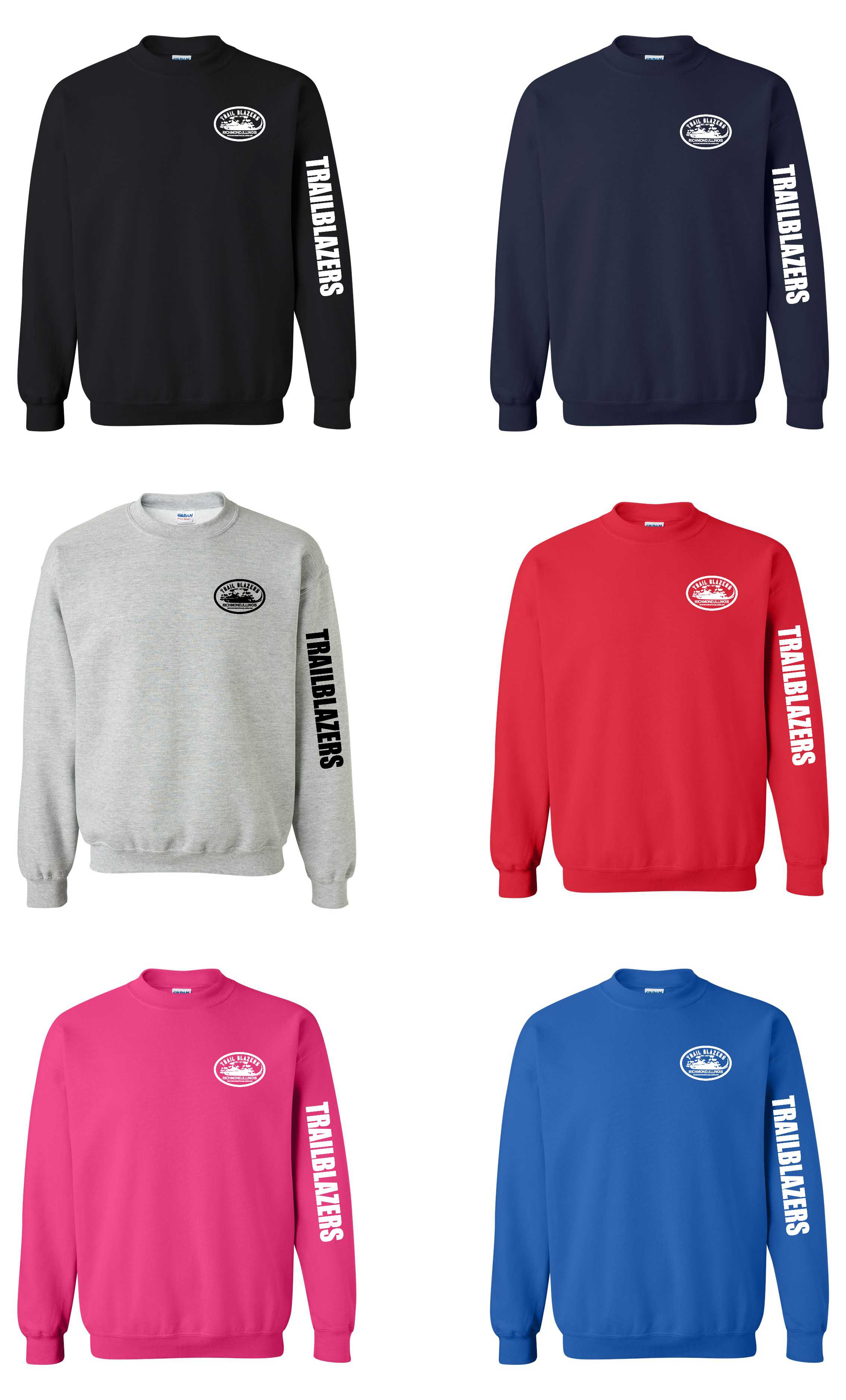 Club Unisex Crewneck Sweatshirt with Screen Printed Club Logo and Armprint