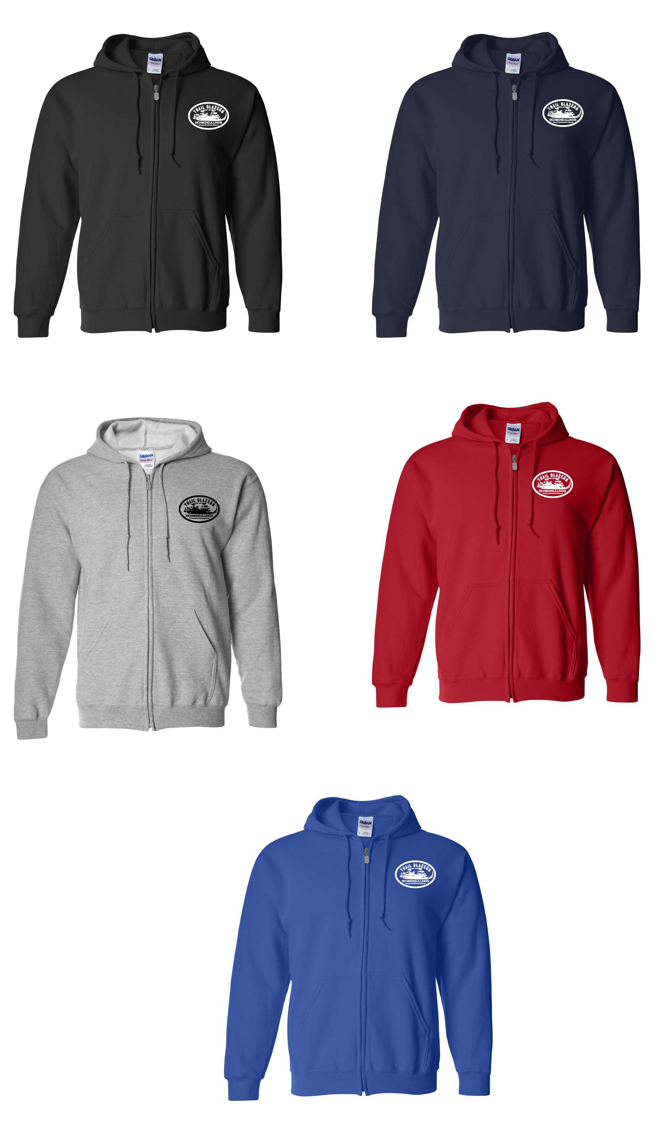 Club Unisex Full Zip Hooded Sweatshirt with Embroidered Logo