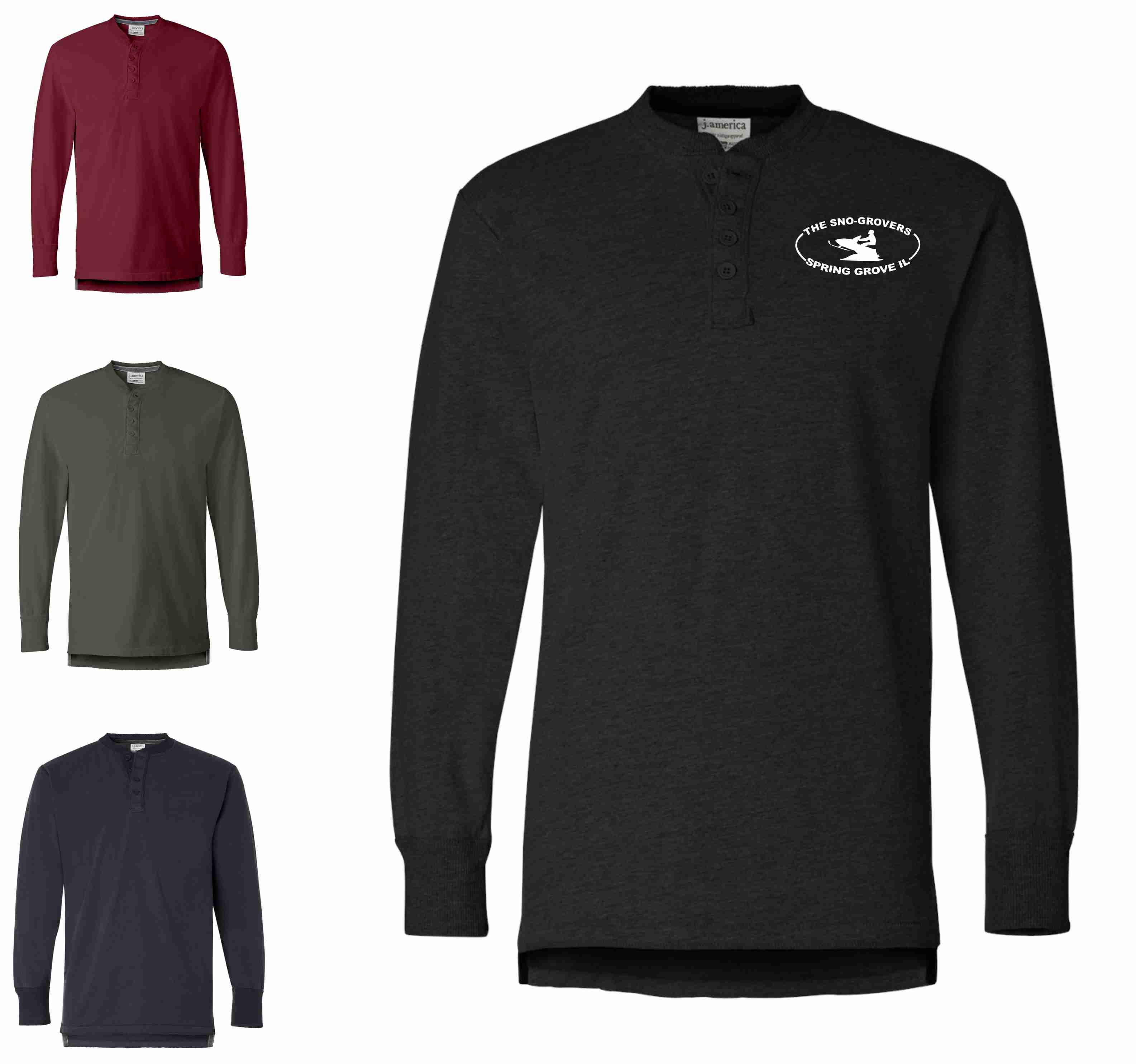 Men's Vintage Brushed Jersey Henley with Embroidered Logo on Front