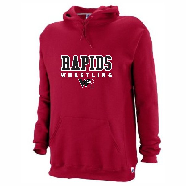 Russell Hooded Sweatshirt<br>Red<br>Printed Logo