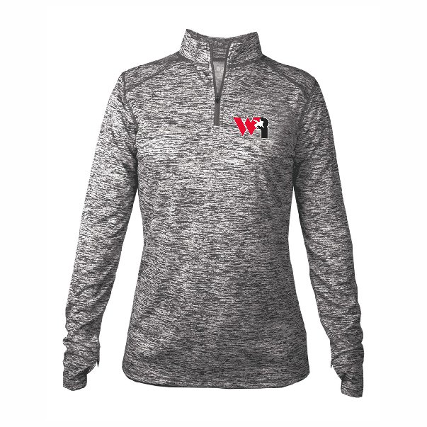 Ladies 1/4 Zip Performance Long Sleeve<br>Graphite Blend<br>Embroidered Crest Logo