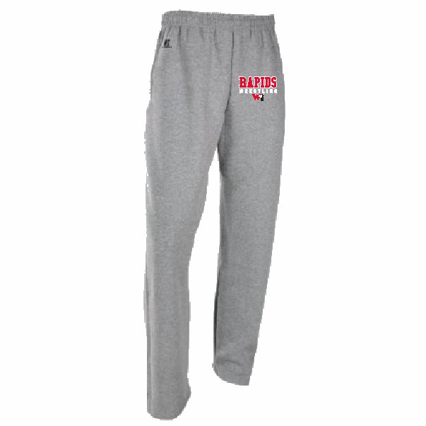 Russell Open Bottom Sweatpants<br>Sport Grey<br>Printed Leg Logo