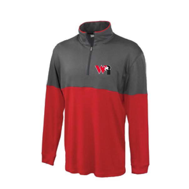 1/4 Zip Performance Pullover<br>Graphite/Red<br>Embroidered Crest Logo