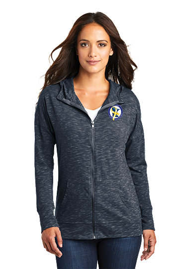 SKU DT665: Ladies Heathered Full Zip Hoodie