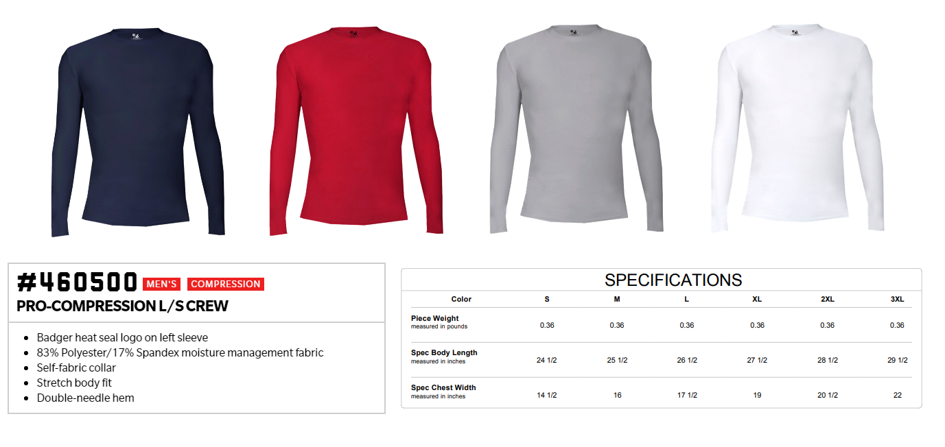 Adult Long Sleeve Compression 4605