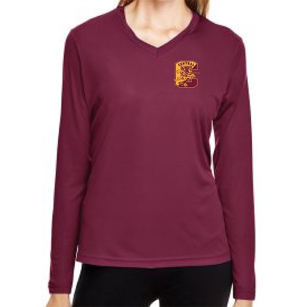 B2. NEW - CTT11WL - Ladies' Performance Long Sleeve V-Neck T-Shirt.