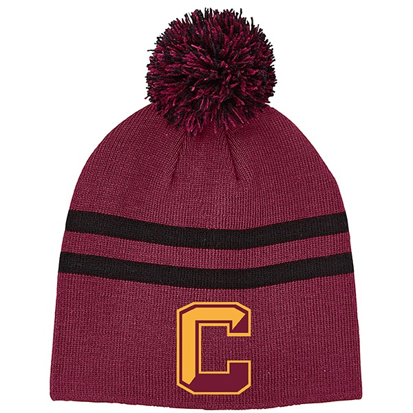 G1. NEW - CTT122 - Adult Striped Pom Beanie.