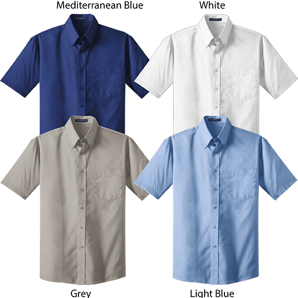 K. AS633 - Men's Short Sleeve Poplin Dress Shirt. Embroidered ACME logo on left chest.