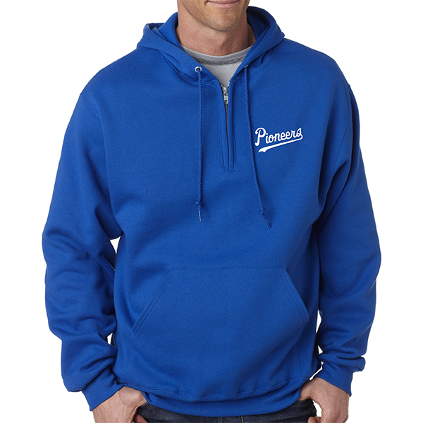 Q. LS994M Adult 1/4 Zip Hooded Sweatshirt.