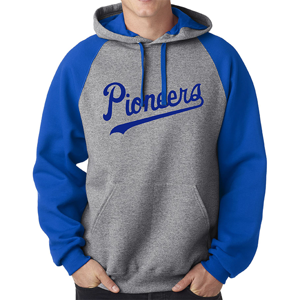 S. LSJ96M Adult Color Block Pullover Hooded Sweatshirt.
