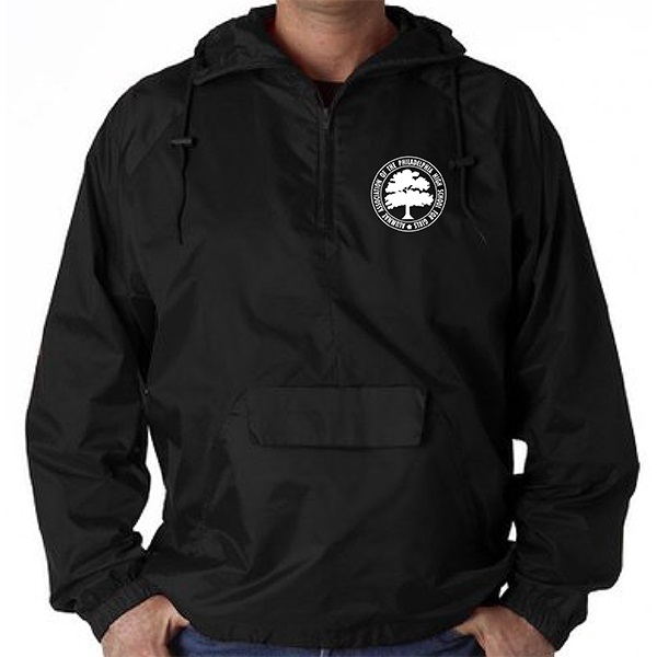 R. 8925E1 - Adult Embroidered 1/4 Zip Pullover Hooded Packaway Jacket.