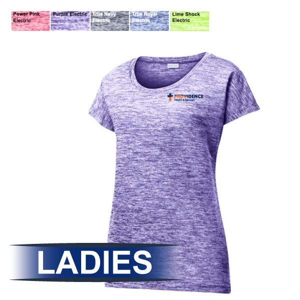 1-LST390 LADIES PosiCharge Electric Heather Sporty Tee