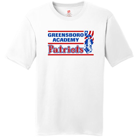 #19 White Cool Dri Performance Shirt - full color Patriots Logo