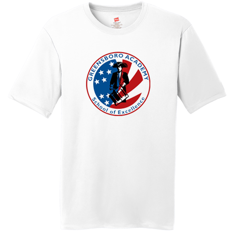 #20 White Cool Dri Performance Shirt - full color School of Excellence Logo