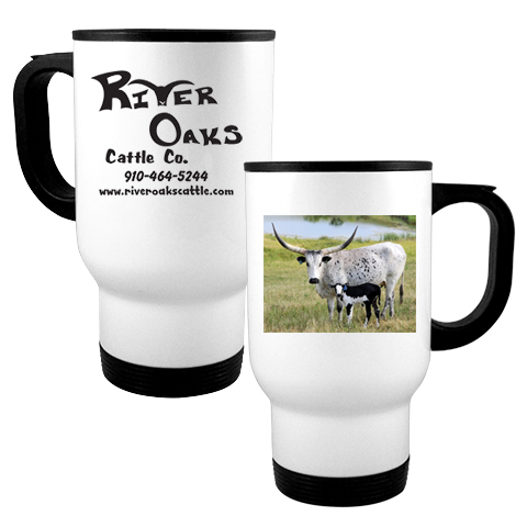 12 Travel Mug- Black Watusi Calf
