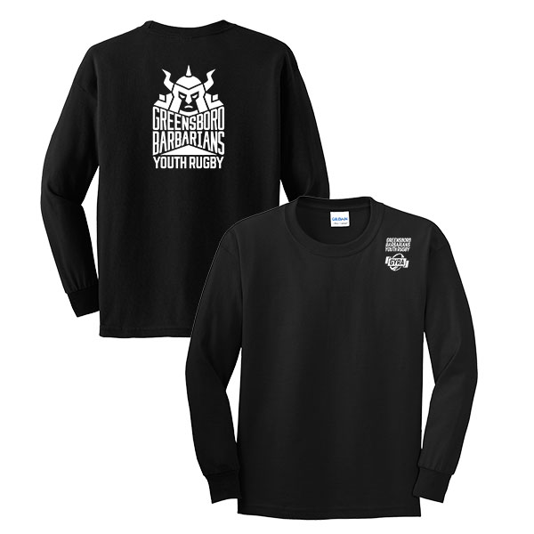 05 Long Sleeve with GYRA Logo on front and Barbarians Youth Rugby on back