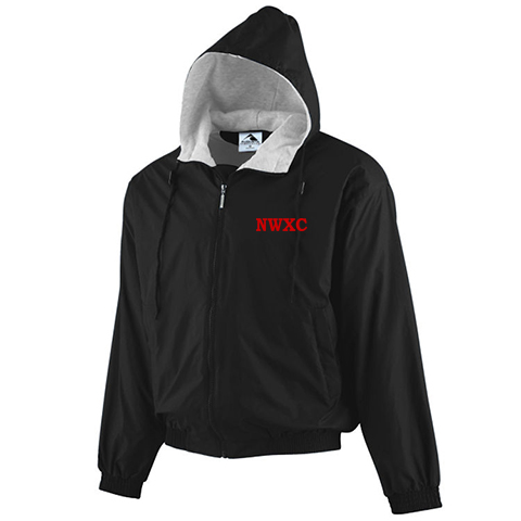 08 Hooded Taffeta Fleece Lined, Water Resistant Jacket with printed logo