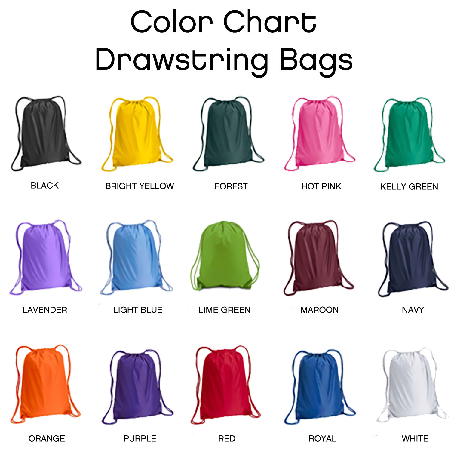 #50 Color Chart for Drawstring Bags