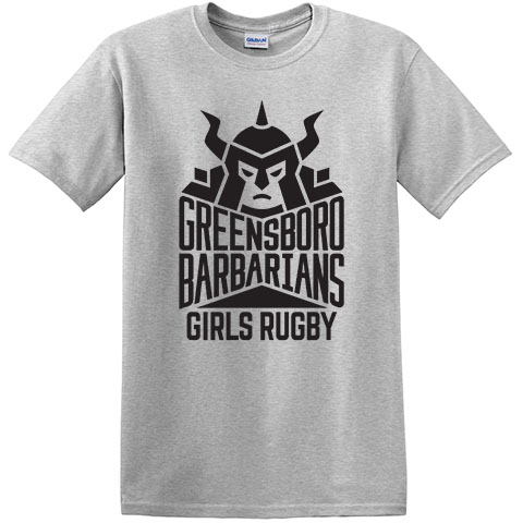 12 T-shirt with Barbarians Girls Rugby across chest