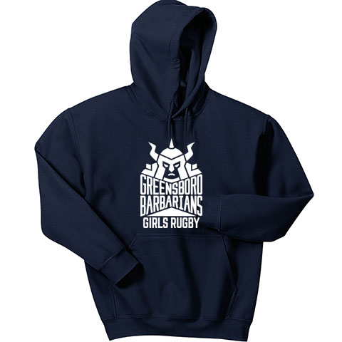 20 Hoodie with Barbarians Girls Rugby Logo across Chest