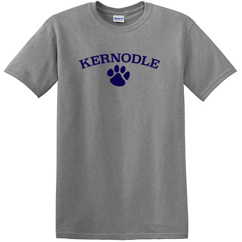 #01 Short Sleeve Cotton T-shirt with a large or small Kernodle Paw Logo