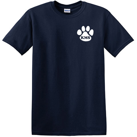 #02 Short Sleeve Cotton T-shirt with a large or small KMS Paw Logo
