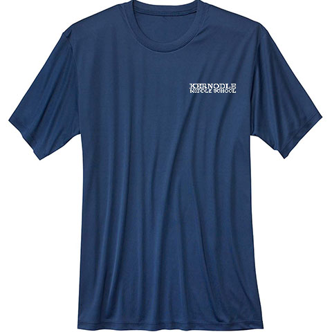 #06 Short Sleeve Polyester Wicking T-shirt with a large or small Kernodle Middle School Logo