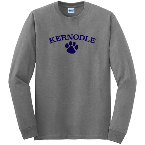#07 Long Sleeve Cotton T-shirt with a large or small Kernodle Paw Logo