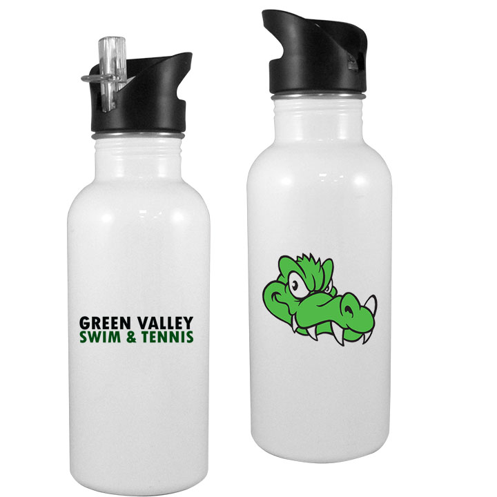 20 20oz White Aluminum Water Bottle with straw top