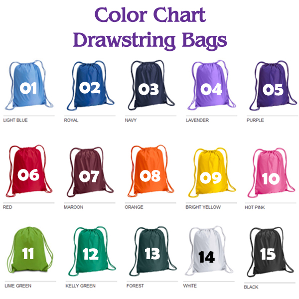 22 Drawstring Bag Color Chart