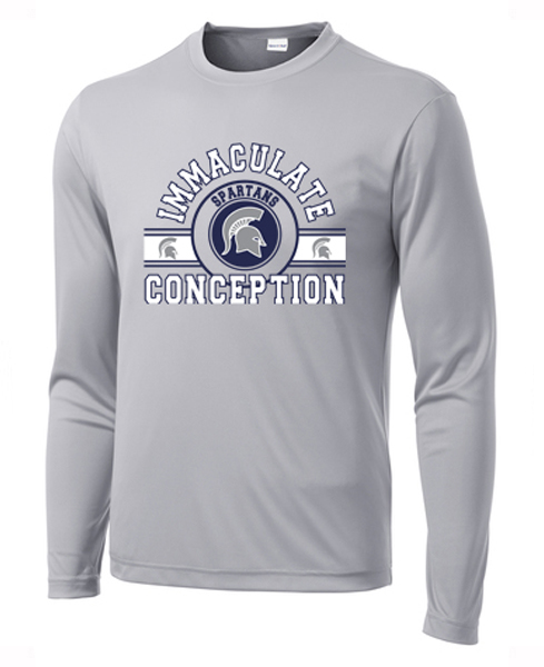 15. Grey Long Sleeve 100% POLYSTER Shirt - ICS logo