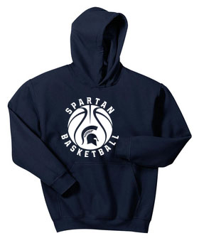 26. Youth - Navy Hooded Sweatshirt- Basketball logo
