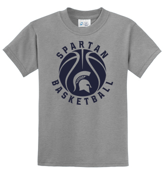 33. Youth Grey Short Sleeve T-shirt- Basketball logo