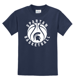 35.  Youth Navy Short Sleeve T-shirt- Basketball logo
