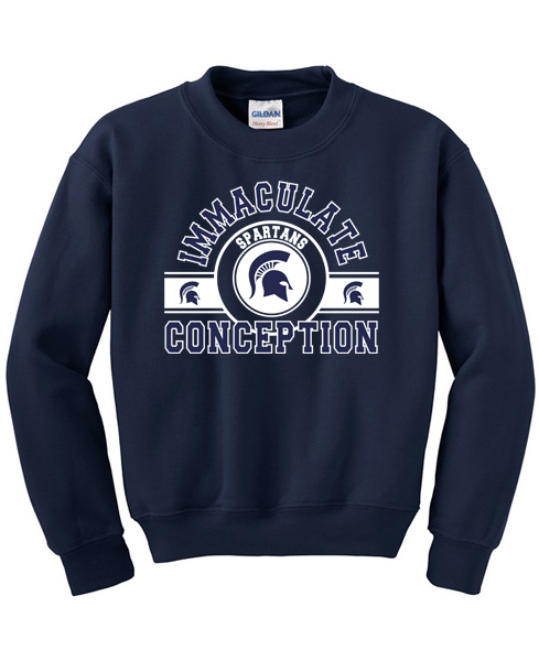 28. Youth Navy Crewneck Sweatshirt - ICS logo