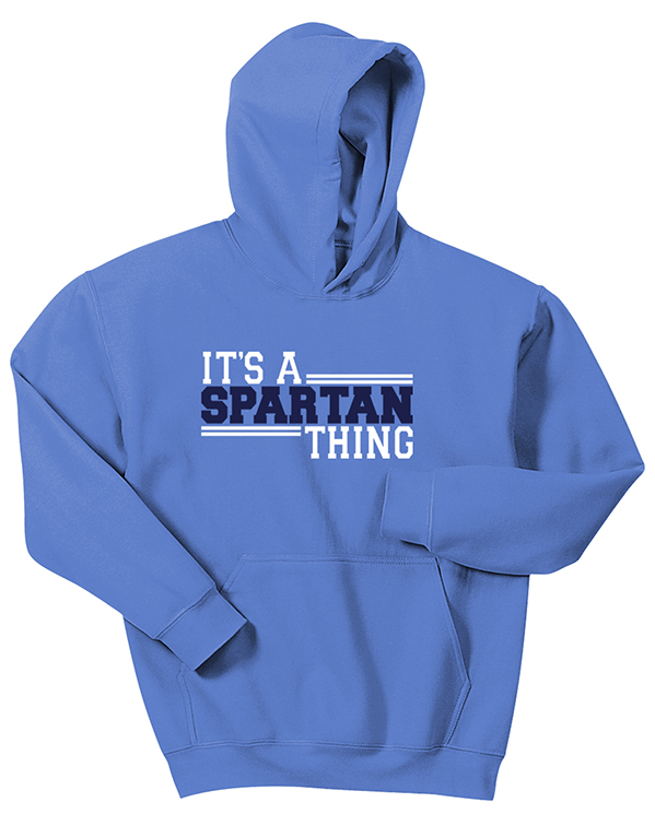 24. Youth - Carolina Blue Hooded Sweatshirt- Spartan logo