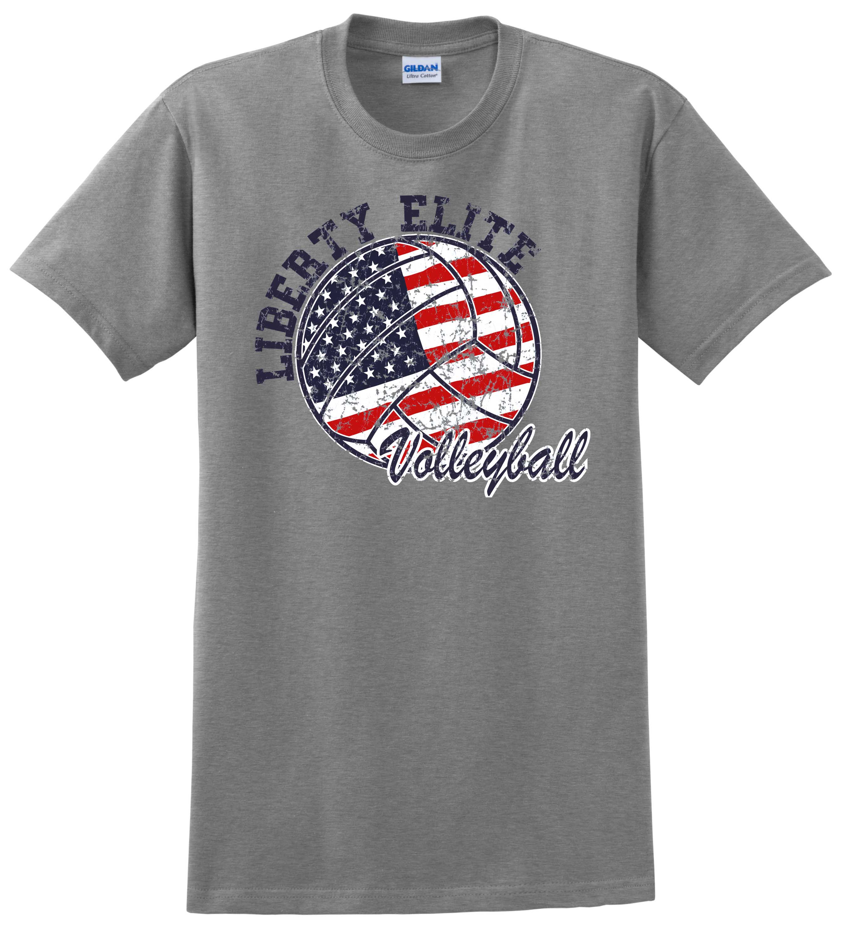 LEU-8000SG-VB ADULT UNISEX SPORTS GRAY 50/50 BLEND SHORT SLEEVE TEE WITH VOLLEY BALL LOGO