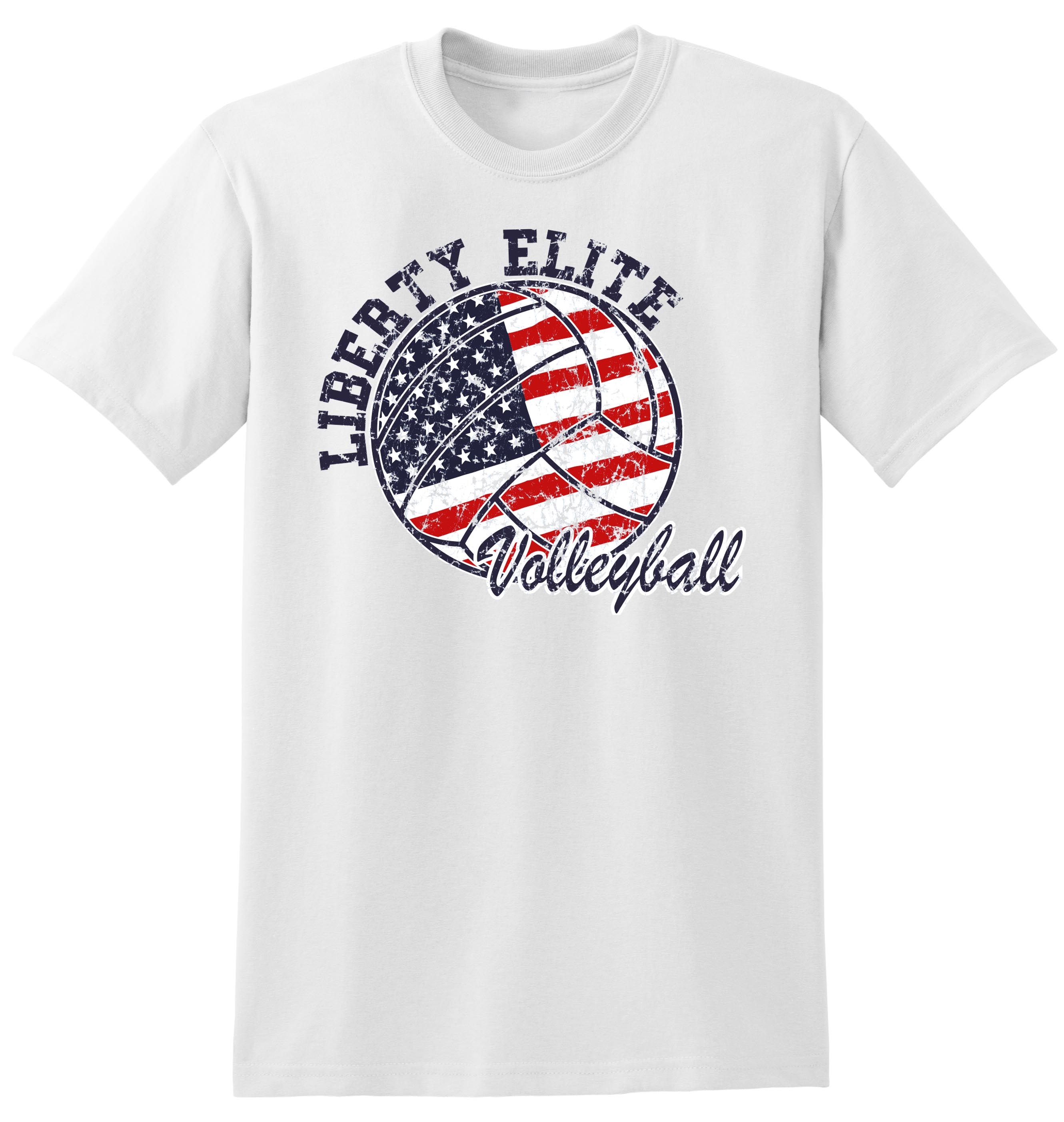 LEU-8000WH-VB ADULT UNISEX WHITE 50/50 BLEND SHORT SLEEVE TEE WITH VOLLEYBALL LOGO
