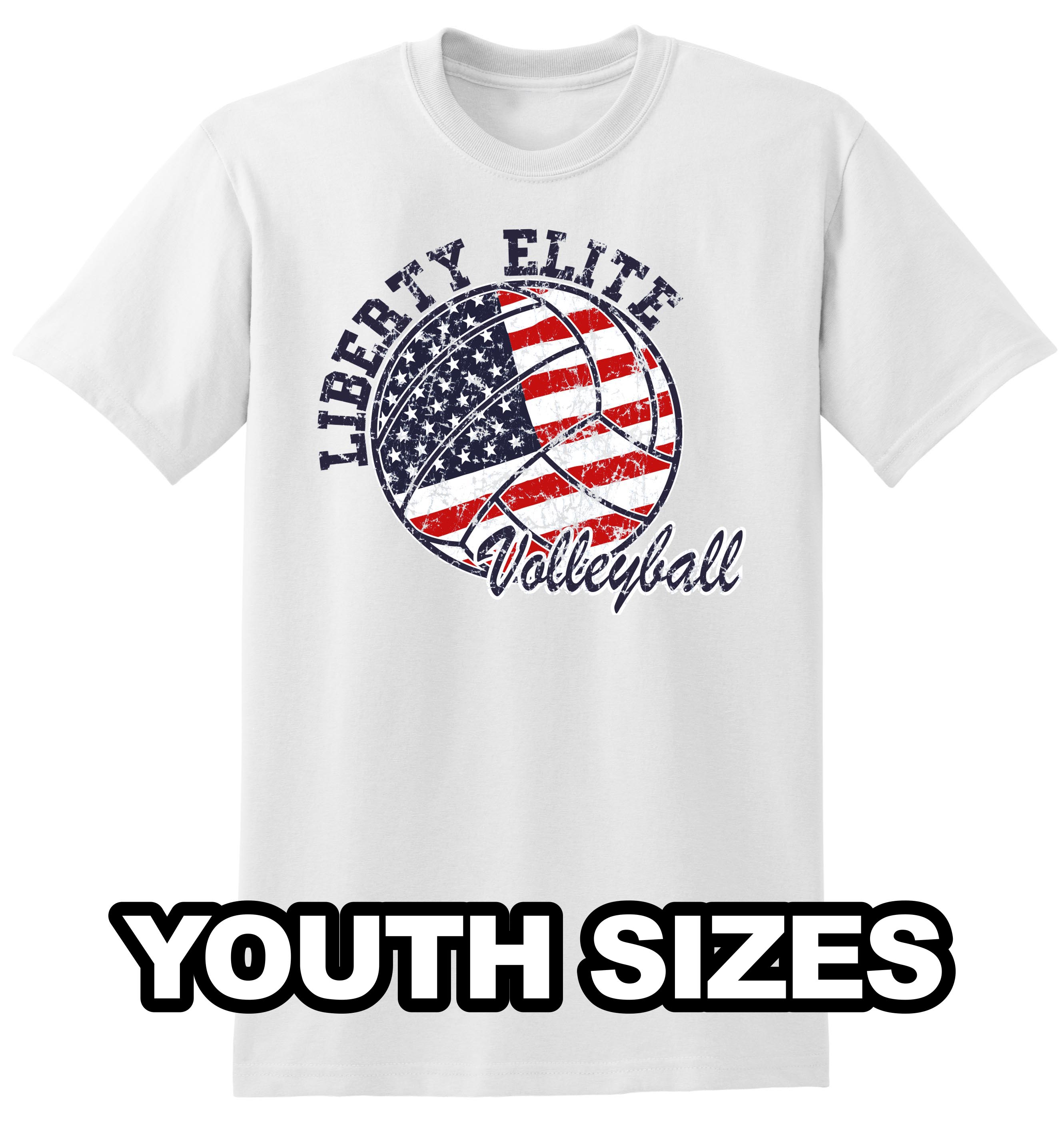 LEB-8000BWH-VB YOUTH UNISEX WHITE 50/50 BLEND SHORT SLEEVE TEE WITH VOLLEYBALL LOGO