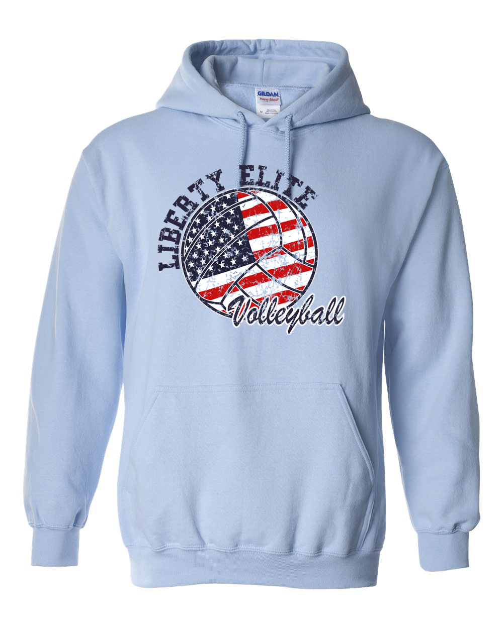 LEU-18500LTBL-VB ADULT UNISEX LIGHT BLUE 50/50 BLEND HOODIE WITH VOLLEYBALL LOGO