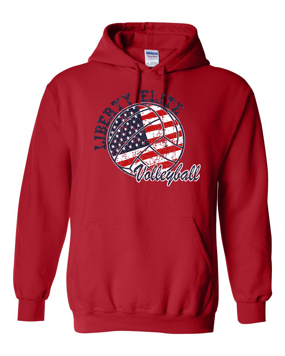 LEU-18500RD-VB ADULT UNISEX RED 50/50 BLEND HOODIE WITH VOLLEYBALL LOGO