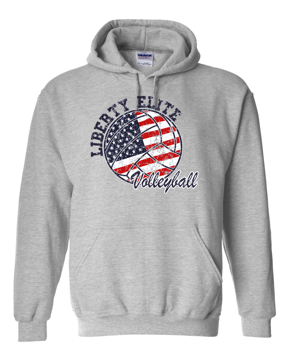 LEU-18500GRY-VB ADULT UNISEX SPORTS GRAY 50/50 BLEND HOODIE WITH VOLLEYBALL LOGO