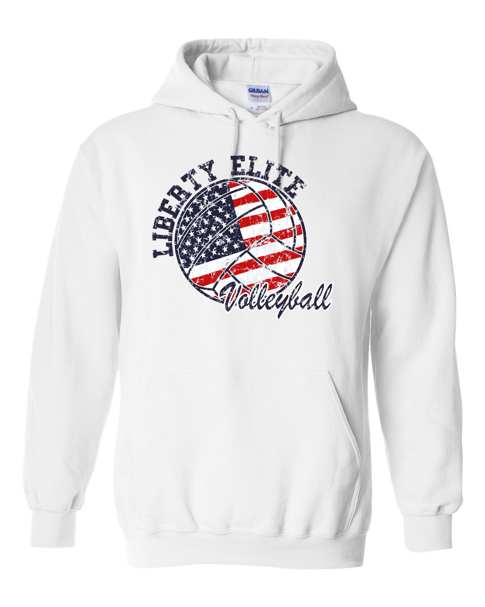 LEU-18500WHT-VB ADULT UNISEX WHITE 50/50 BLEND HOODIE WITH VOLLEYBALL LOGO