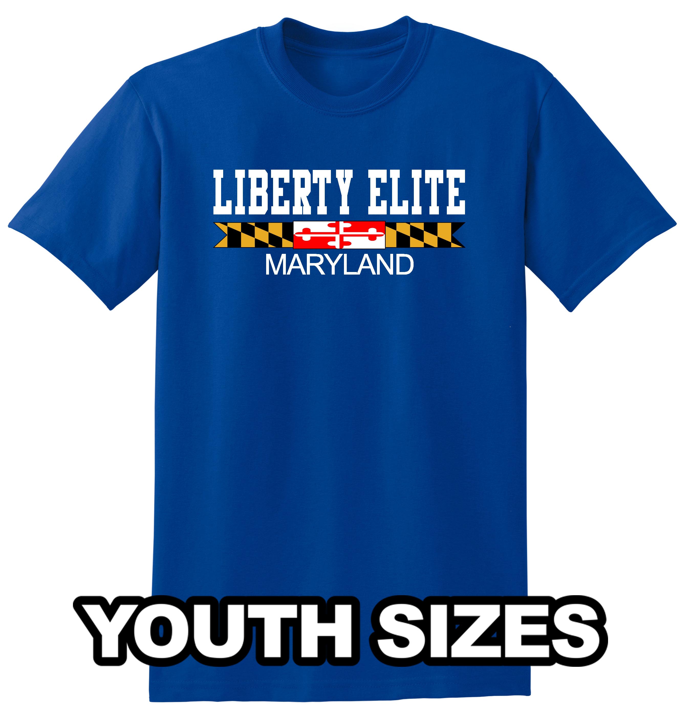 LEB-8000BROY-MD YOUTH UNISEX ROYAL BLUE 50/50 BLEND SHORT SLEEVE TEE WITH MARYLAND LOGO