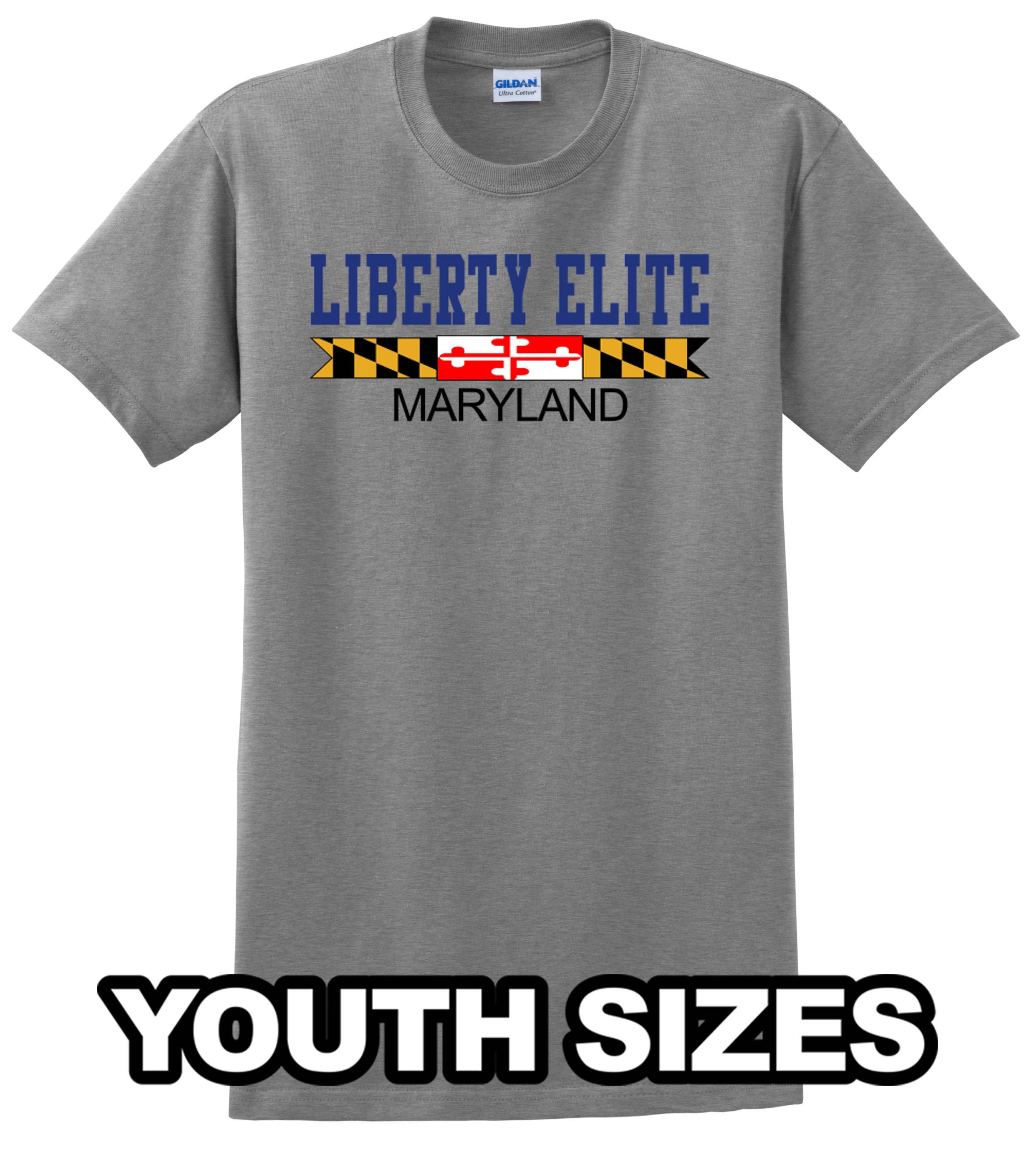 LEB-8000BGRY-MD YOUTH UNISEX SPORTS GRAY 50/50 BLEND SHORT SLEEVE TEE WITH MARYLAND LOGO
