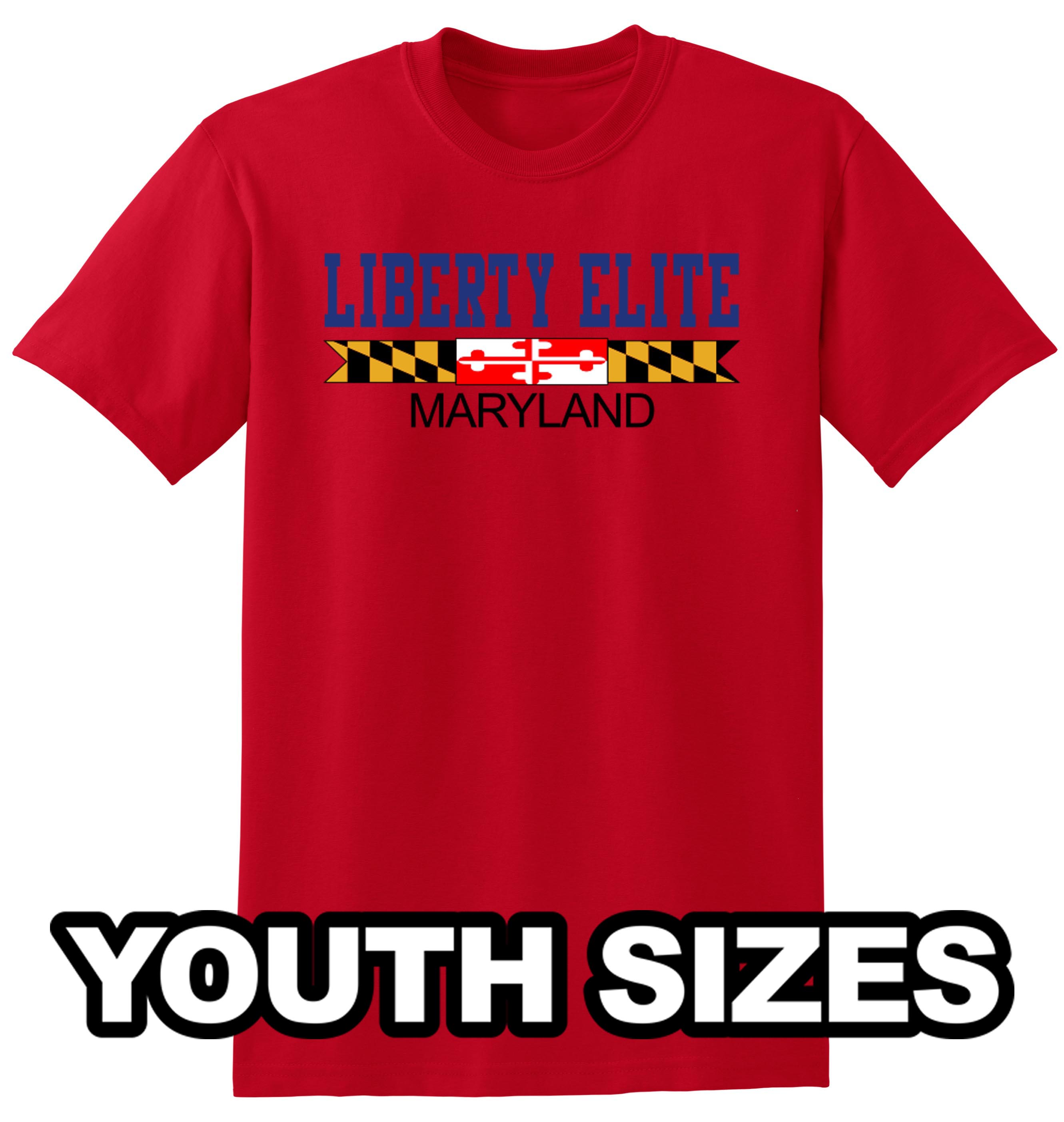 LEB-8000BRD-MD YOUTH UNISEX RED 50/50 BLEND SHORT SLEEVE TEE WITH MARYLAND LOGO