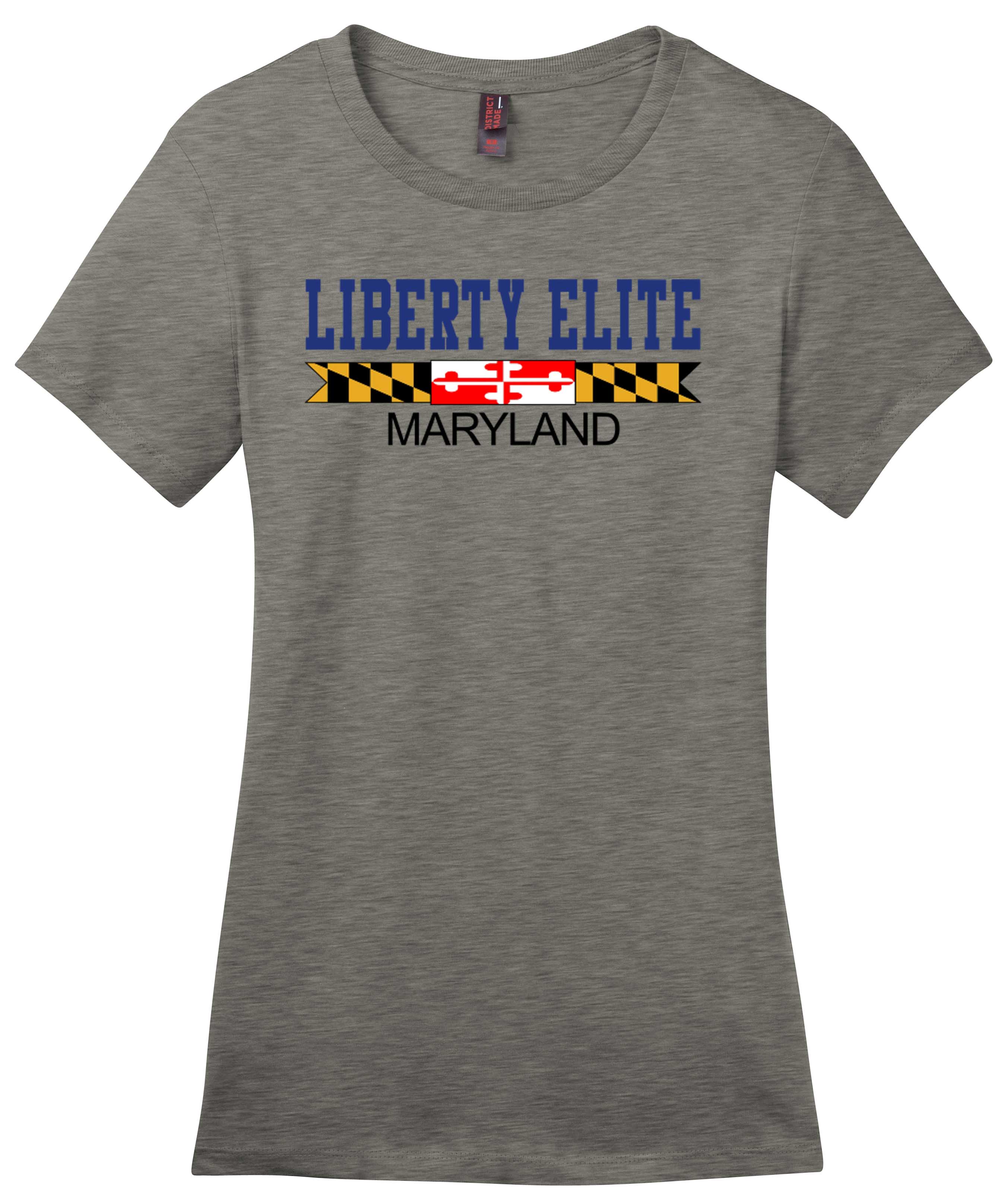 LEL-DM104LGRY-MD LADIES GRAY CREW NECK 100% RINGSPUN COTTON TEE WITH MARYLAND LOGO