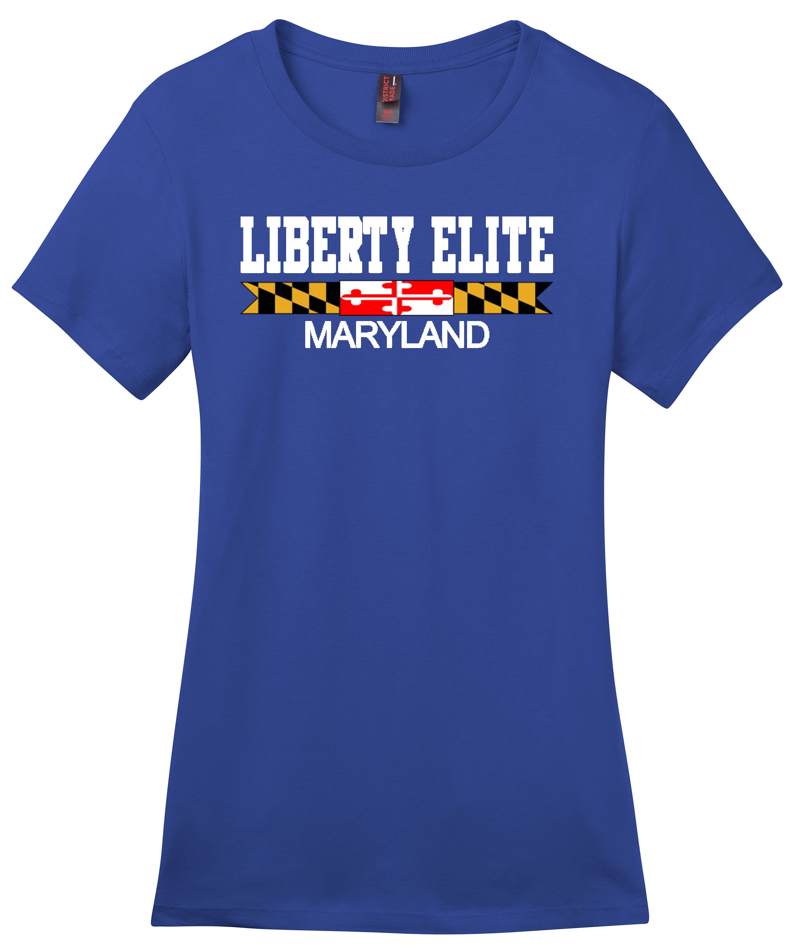 LEL-DM104LROY-MD LADIES ROYAL BLUE CREW NECK 100% RINGSPUN COTTON TEE WITH MARYLAND LOGO
